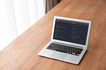 Software development programming on computer screen for modish application and program coding