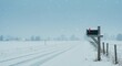 © Vyatcheslav - Rural winter landscape with a mailbox on a snowy country road. Cold and tranquil scene during a snowstorm with copy space