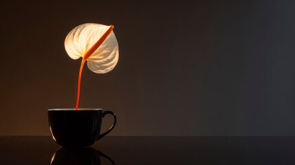 Illuminated plant in cup