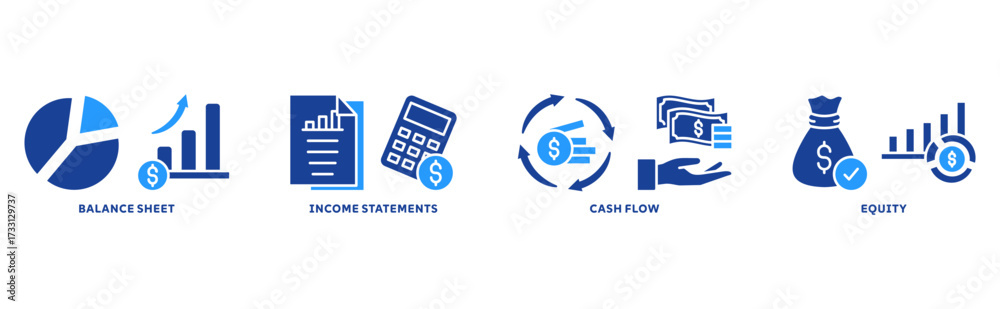 Financial statement icon set illustration concept with icon of income ...