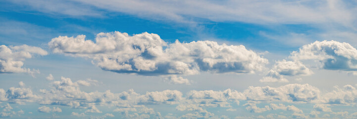 Wall Mural - Cloudy atmospheric backdrop. Morning sky with cloud. Sky and cloud formation. Weather cloudscape. Sky filled with cloud. Overcast scene. Cloudy sky view. Cloud drifting. Calm atmosphere
