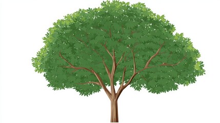 Illustration of a large, leafy green tree with a wide canopy and visible trunk and branches, isolated on a white background.