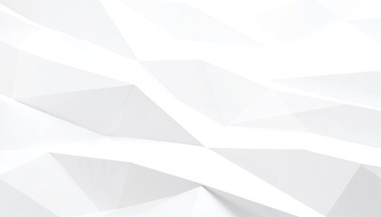 A clean white abstract background featuring an array of intricate low poly shapes, creating a modern and dynamic visual texture with subtle shadows.