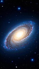 Wall Mural - Vibrant spiral galaxy with swirling arms and bright core, set against a backdrop of twinkling stars in deep space with cosmic dust.