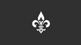 Elegant white fleur de lis emblem on dark gray background for design use
