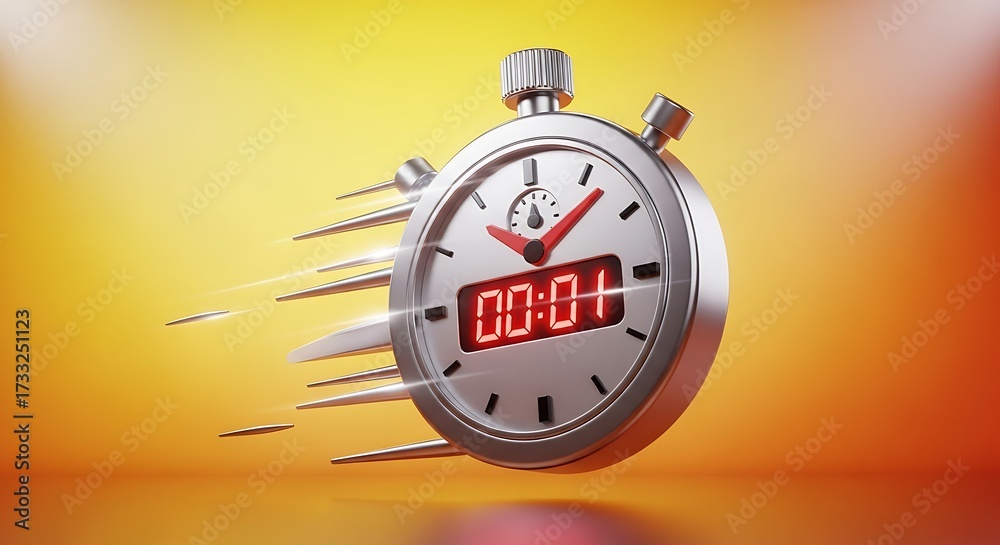 Fast stopwatch with motion blur on a vibrant background. Stock Photo ...