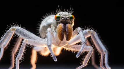 Extreme Macro of a Jumping Spiders Face and Eyes