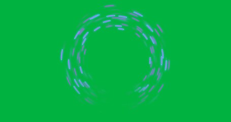 Wall Mural - Animation of neon purple shapes in circle with copy space on transparent background