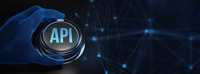 API - Application Programming Interface. Software development tool. Business, modern technology, internet and networking concept. 3d illustration