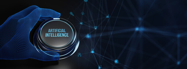 Artificial intelligence (AI), machine learning and modern computer technologies concepts. 3d illustration