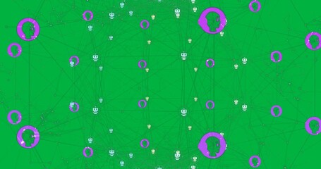 Wall Mural - Animation of ai icons, connections with data processing over transparent background