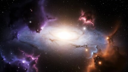 Wall Mural - Soft, nebulous clouds of glowing gas and dust gently drift and swirl around the intensely bright, majestic core of a galaxy glowing, nebula, stunning