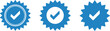 © Jahid - Illustration of set of three blue checkmark badges isolated on white background