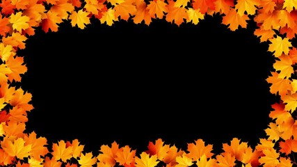 Wall Mural - A frame of orange and yellow autumn maple leaves with gentle, subtle motion. Seamless loop with alpha channel for overlay. Perfect for seasonal titles, text, or Thanksgiving greetings