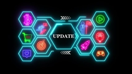 Business, Technology, Internet and network concept. Update software computer program upgrade. Digital world map technology background