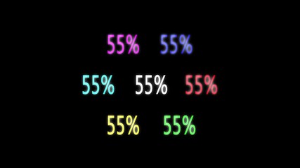 Animated circular loading progress bar from 100 to 0 loading white, pink, yellow, blue, red, green, 4k video, black screen background