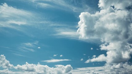 Wall Mural - Formation Of Cumulus Clouds Time Lapse. Natural Background Sky. Cloudy Sky With Fluffy Clouds. Amazing Cloudy Dramatic Sky With Fluffy Clouds. Concept Of Freedom. Fly Concept