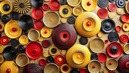 Colorful round objects arranged in a pattern