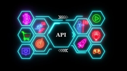 API - Application Programming Interface. Software development tool. Business, modern technology, internet and networking concept. Digital world map technology background.