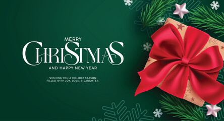 Wall Mural - merry christmas greeting card clipart design. christmas card and wishes clip art in elegant green ba