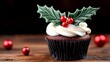 © VANATSANUN - Christmas Cupcake Holly Decoration. Festive confectionery adornment crafting delightful yuletide treat edible leaf embellishment holiday baking project sweet culinary creation joyous