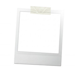 White instant photograph with tape isolated on a transparent background