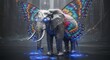 © Strange Idea - Majestic fantasy elephant with shimmering rainbow butterfly wings and glowing eyes in a surreal, dreamlike environment