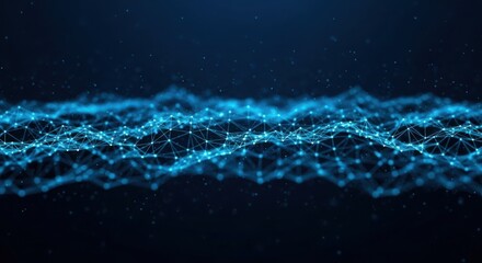 Abstract blue digital network pattern with glowing connections and nodes on a dark background