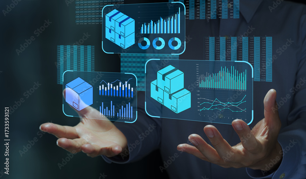 Stock Inventory Data Analytics Inventory management. Demand forecasting with stock analytics graphs ...