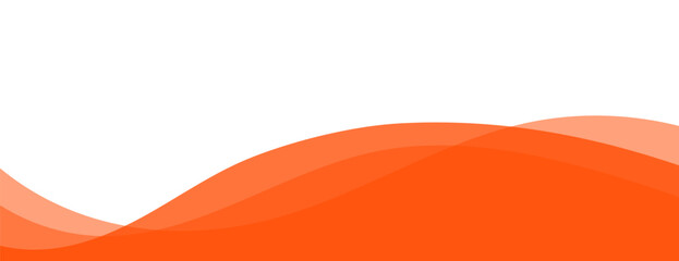 Wall Mural - Modern abstract background with a smooth, wavy orange border at the bottom. Simple, footer with translucent layers, making it perfect for corporate presentations, brochures, or banners 