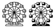 © RNko - Linear icon. Ferris wheel with cabins. Simple black and white vector isolated on white background