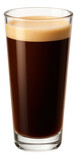Espresso lungo in a tall narrow glass, offering a lighter shade and more volume