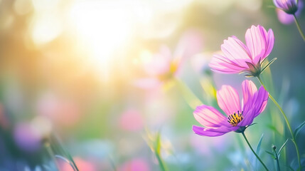 Wall Mural - Nature background with wild flowers