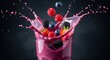 © Citra - Mixed berries splashing into a glass of smoothie