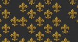 Golden fleur de lis pattern on dark background for decorative design
