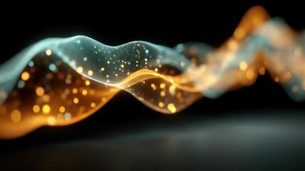 Abstract Gold and Teal Energy Wave Flowing in Dark Background