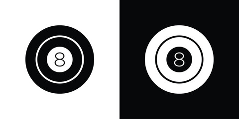 Pool 8 ball icon illustration element design. black glyph icons