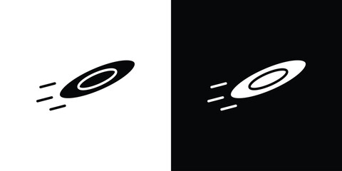 Flying disc icon illustration element design. black glyph icons