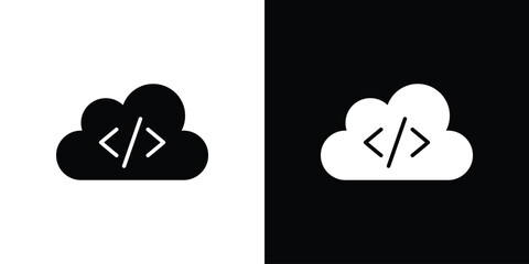 Cloud code icon illustration element design. black glyph icons