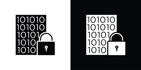 Binary Lock icon illustration element design. black glyph icons