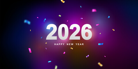 Wall Mural - Happy New Year 2026 Beautiful background for festival celebration.