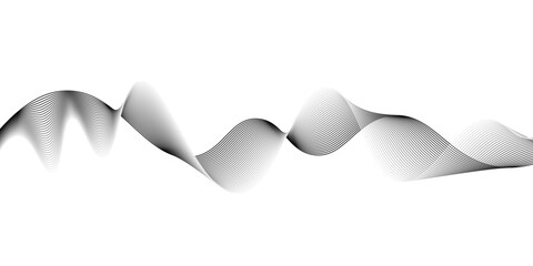 Wall Mural - Abstract black wave lines on white background.abstract smoke on black wave line background,Stylized line art background. Vector illustration.abstract wavy lines digital design technology.