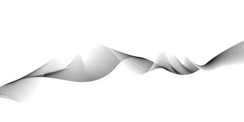 Wall Mural - Abstract black wave lines on white background.abstract smoke on black wave line background,Stylized line art background. Vector illustration.abstract wavy lines digital design technology.