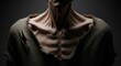 © Sekendar - Emaciated mans chest and neck in rough clothing, dramatic lighting