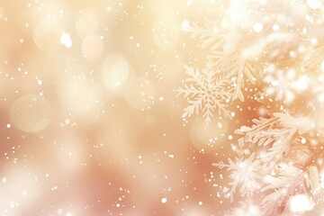 Wall Mural - Circle bokeh with snowflake backgrounds nature gold.
