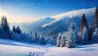 © Marian - Abstract Winter Mountain Landscape Painting With Blue Pine Trees And Snow