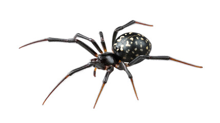 Spider Up Close: A captivating image of a spider showcasing intricate details, including its unique body patterns and eight long legs. The perspective offers an intimate view.