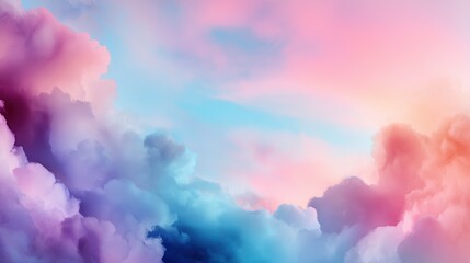 Wall Mural - Vibrant pastel clouds fill the sky at sunset, creating a serene backdrop for a tranquil evening