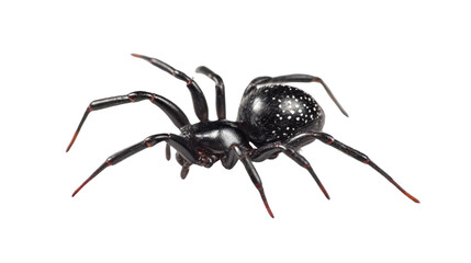 Spider's Subtle Dance: A high-definition macro shot reveals the intricate details of a striking spider, showcasing its sleek, black body and elongated legs.