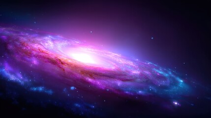 Wall Mural - A vibrant spiral galaxy with swirling pink and blue hues against a dark cosmic background